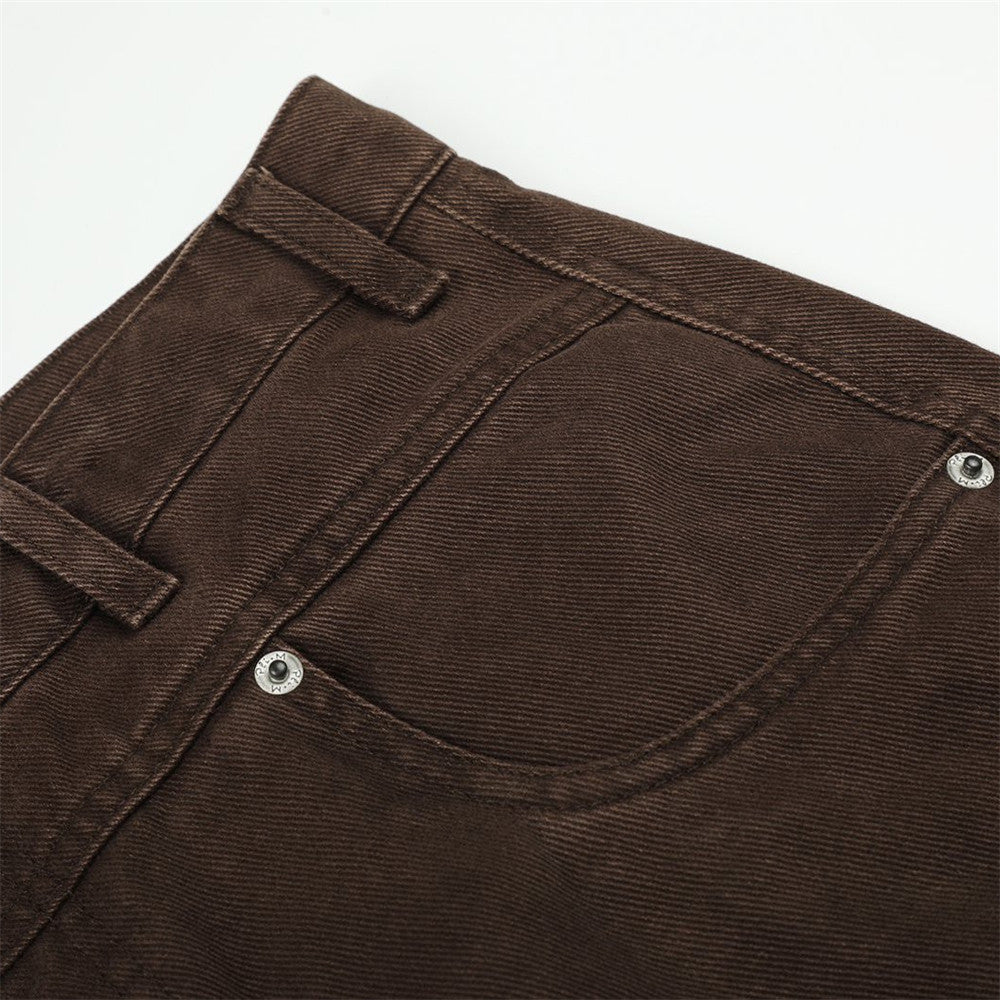 Men's  Retro Distressed Straight Wide-Leg Pants, Vibe Casual Workwear Trousers