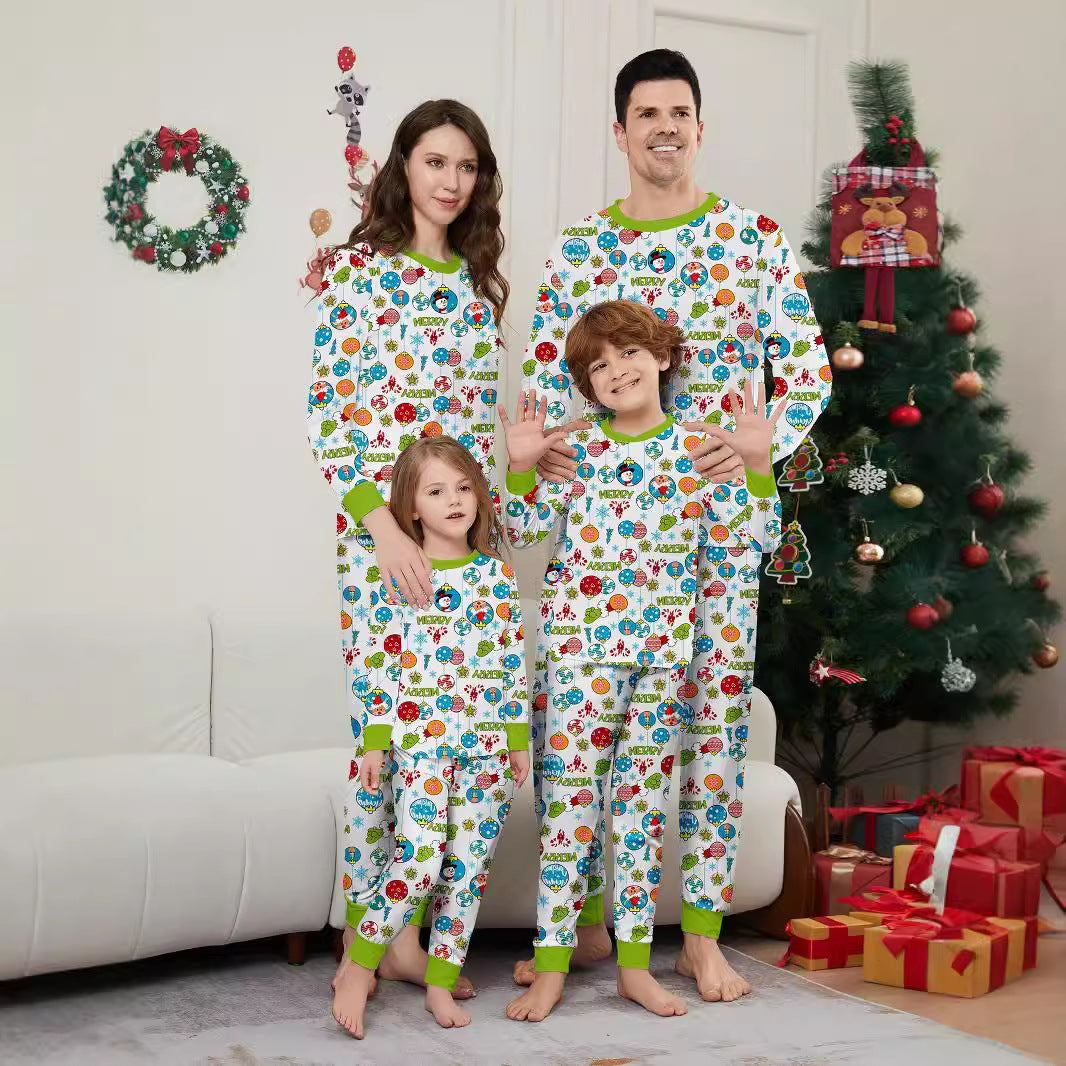 Christmas Deer Snowman Snowflake Print Family Pajamas Sleepwear