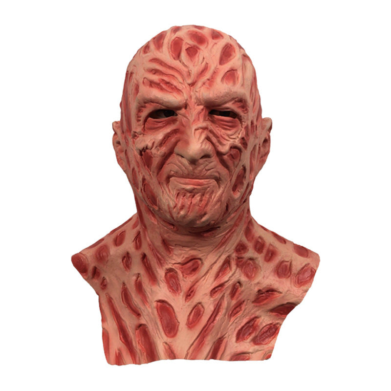 Burned Nightmare Horror Latex Mask for Adults, front view on a white background