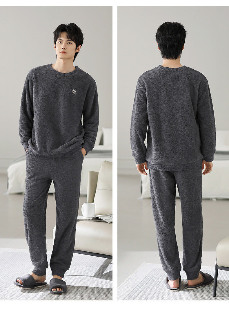 Winter pajamas men's pullover can be worn as outerwear home clothes