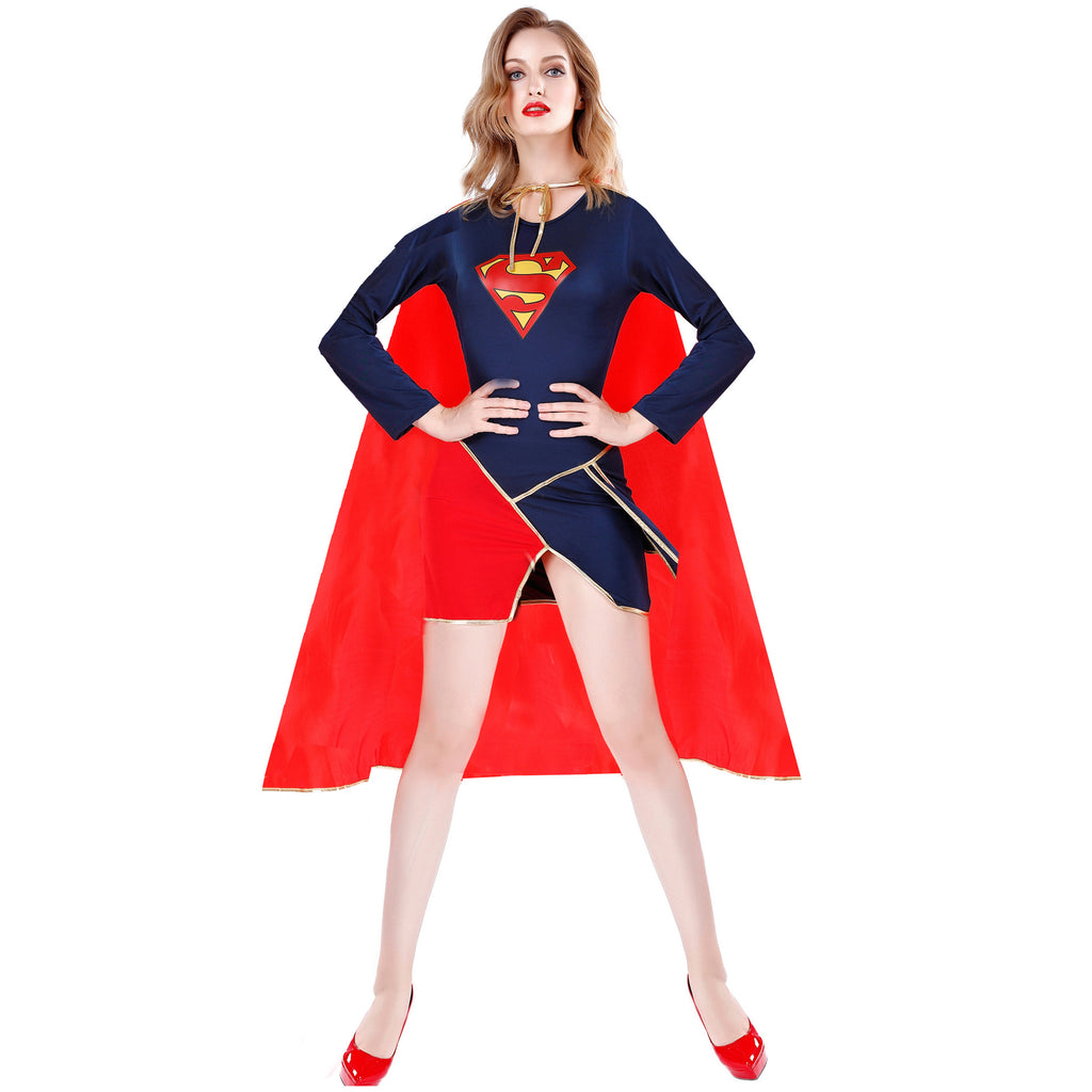 Captain Superhero Costume for Women, front view on a white background