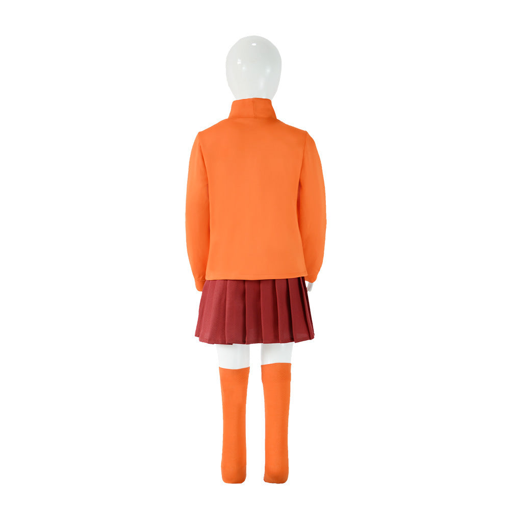 Orange Sweater Detective Costume for Girls, product photo 2 on a white background