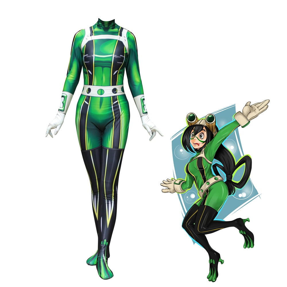 My Hero Academia Tsuyu Asui Cosplay Bodysuit Women Adult Halloween