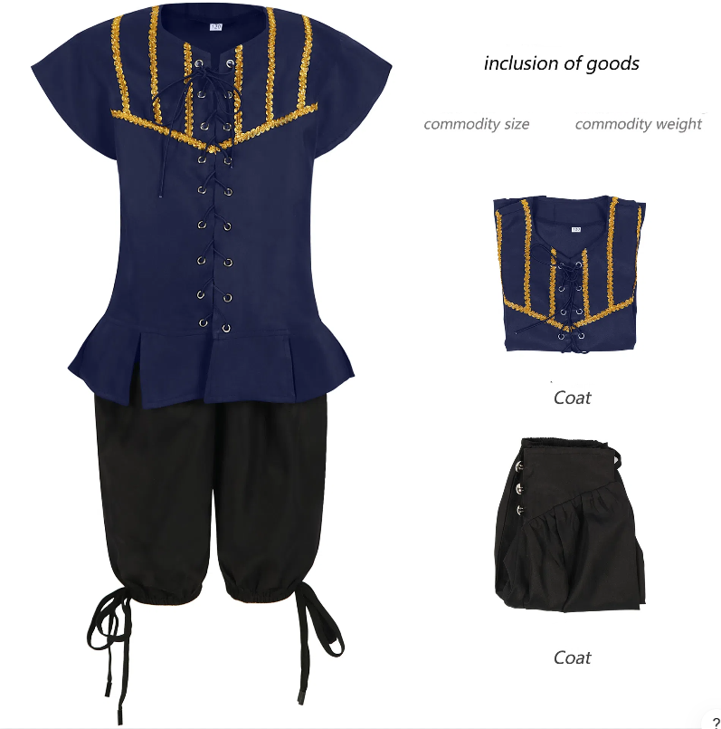 Caribbean Pirate Costume for Girls and Boys, front view on a white background