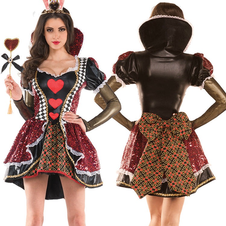 Heart Queen Costume Women Halloween Cosplay Dress Uniform Outfit