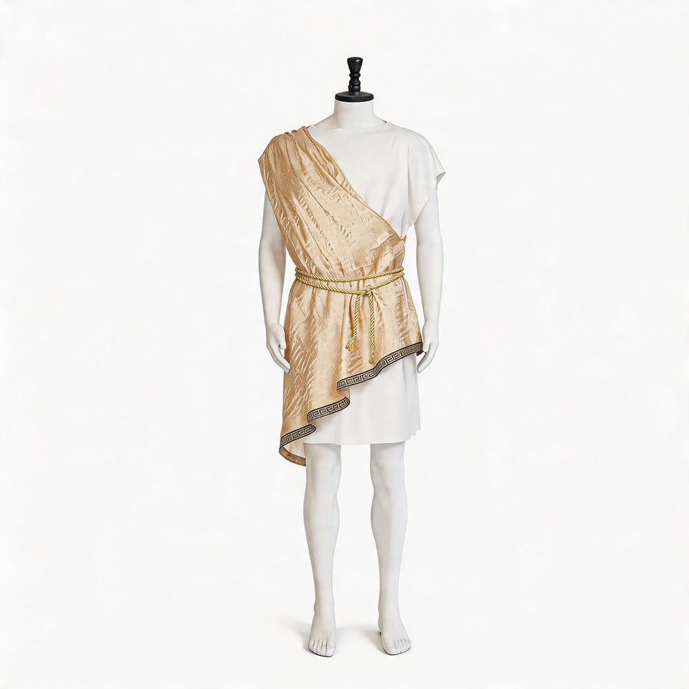 Roman Greek Warrior Costume for Men, front view on a white background