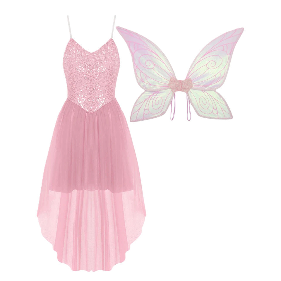 Christmas Elf Costume Women Adult Fairy Dress with Wings Holiday Cosplay