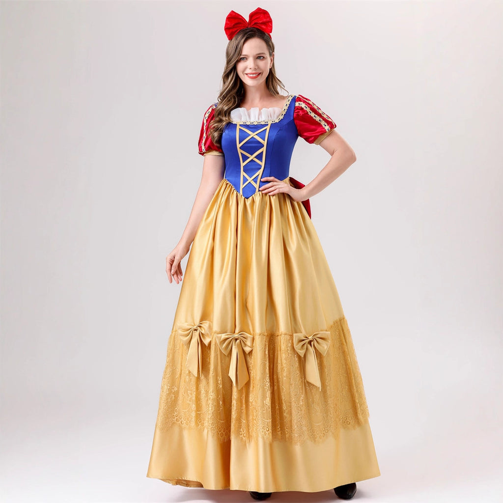 Snow White Costume Adult Deluxe Dress Halloween Cosplay Princess Gown