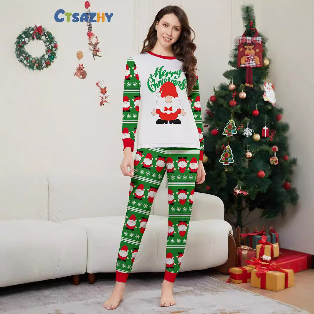 Christmas Santa Claus Snowflake Letter Print Family Matching Pajamas Home Wear