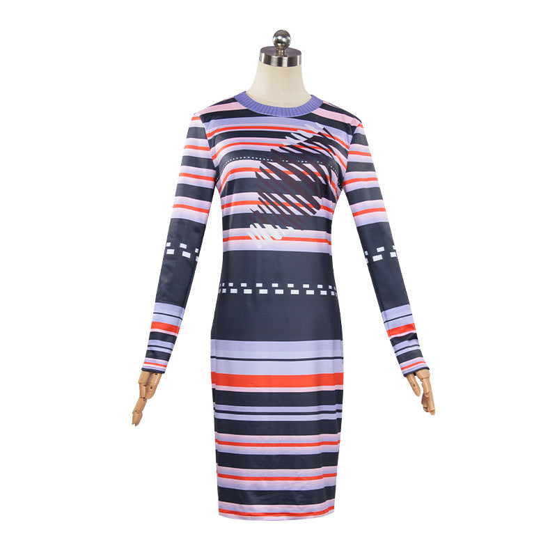 Astrid Striped Dress for Girls and Women, front view on a white background
