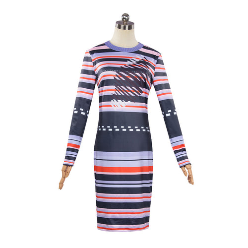 Astrid Striped Dress for Girls and Women, front view on a white background