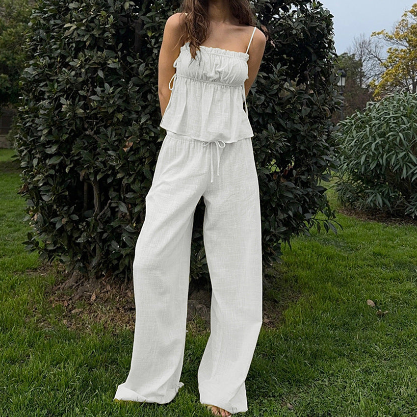 Strap strap pants pajamas two-piece set