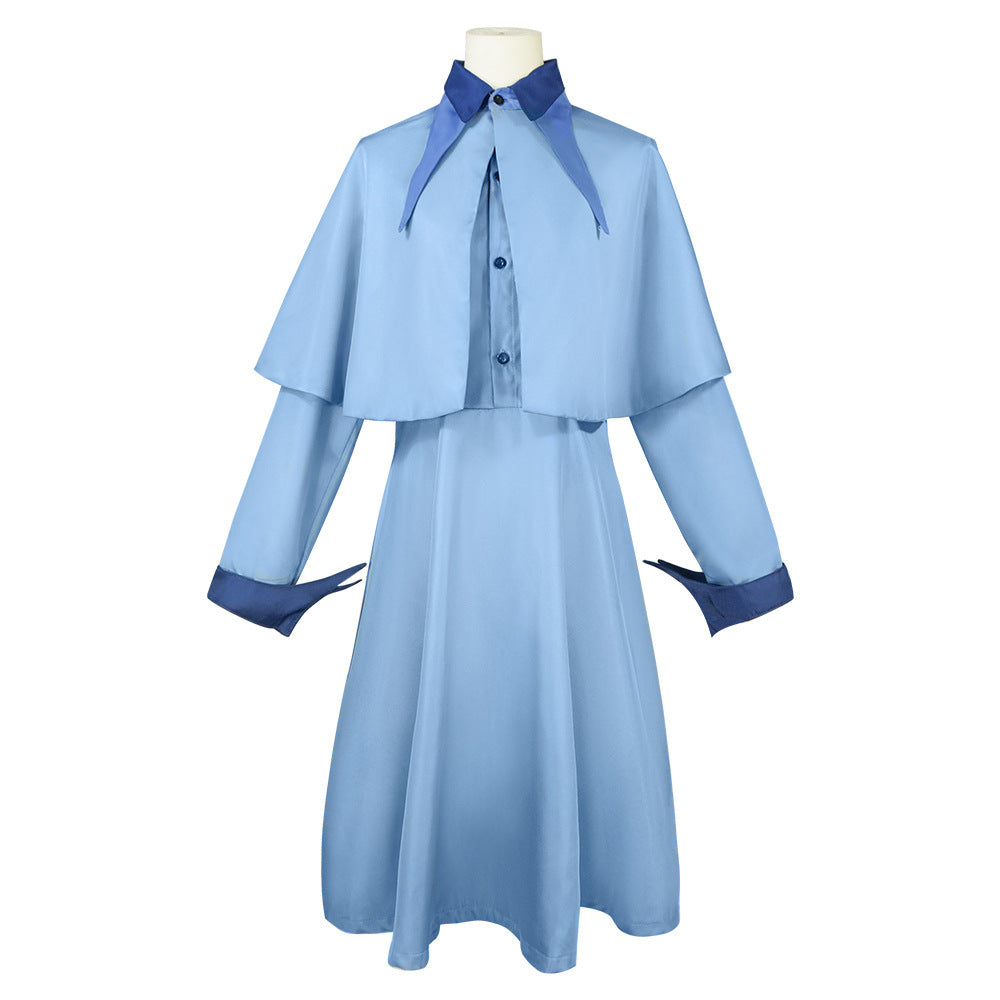 Blue Wizard School Uniform for Adults, front view on a white background