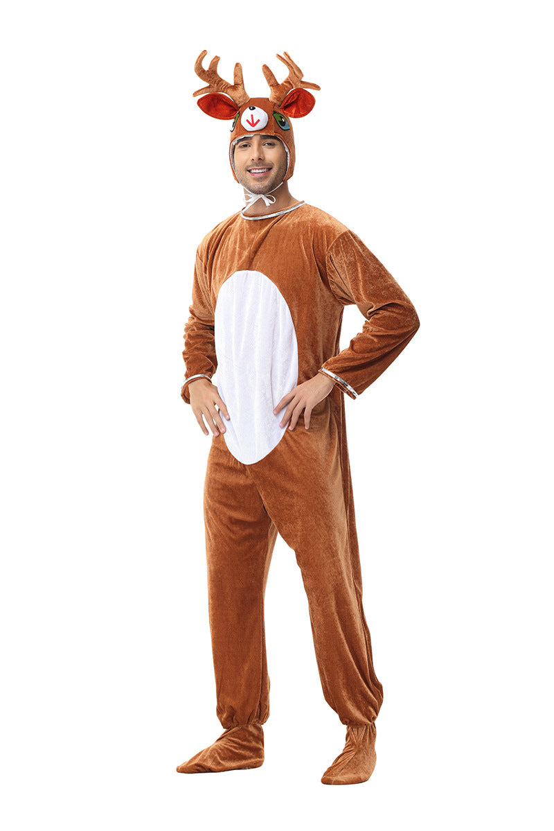 Reindeer Santa Deer Costume for Kids and Adults, front view on a white background