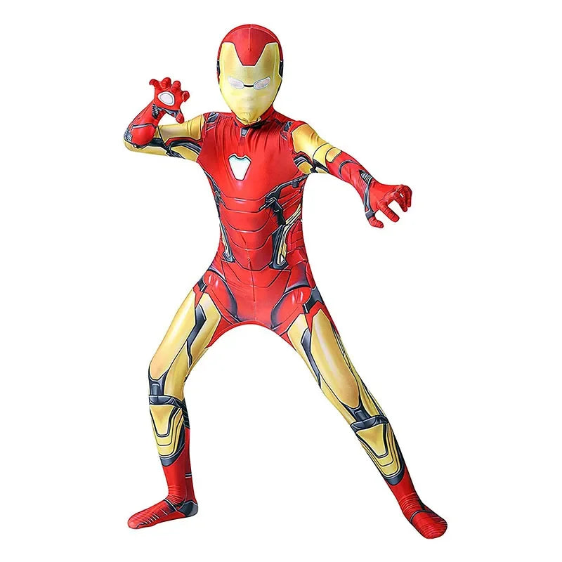 Armored Hero Costume for Kids and Adults, front view on a white background
