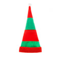 Long Red and Green Striped Plush Christmas Hat, Festive Decoration Elf Hat, Curved Clown Hat for Party
