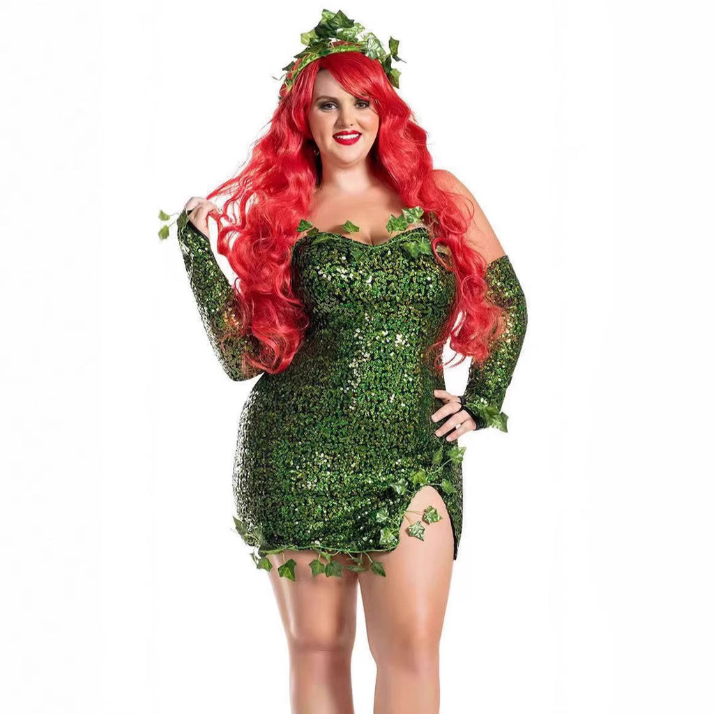 Leaf Sequin Dance Costume Women Dress Halloween Cosplay Green – photo 2