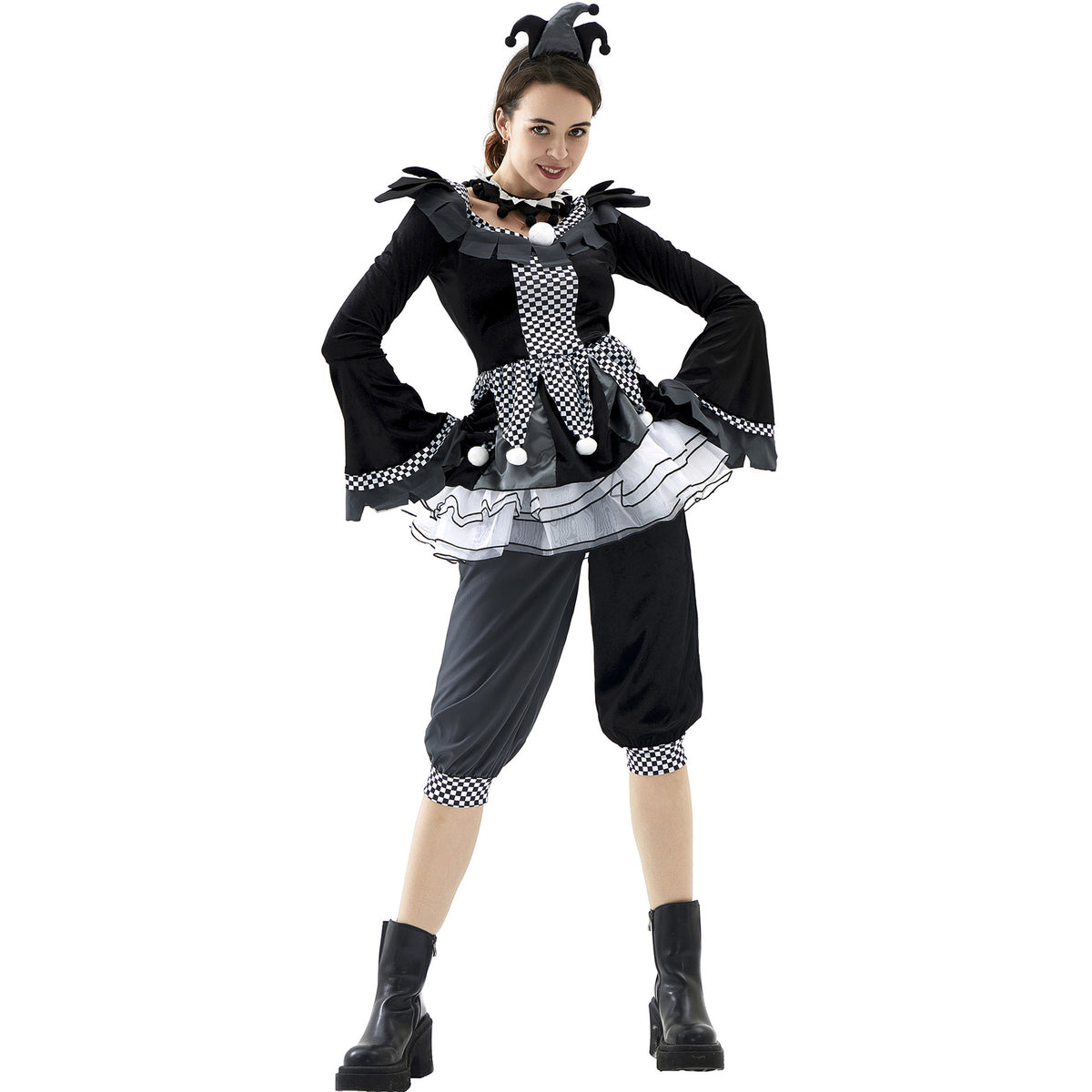 Evil Circus Clown Costume for Men and Women, product photo 6 on a white background
