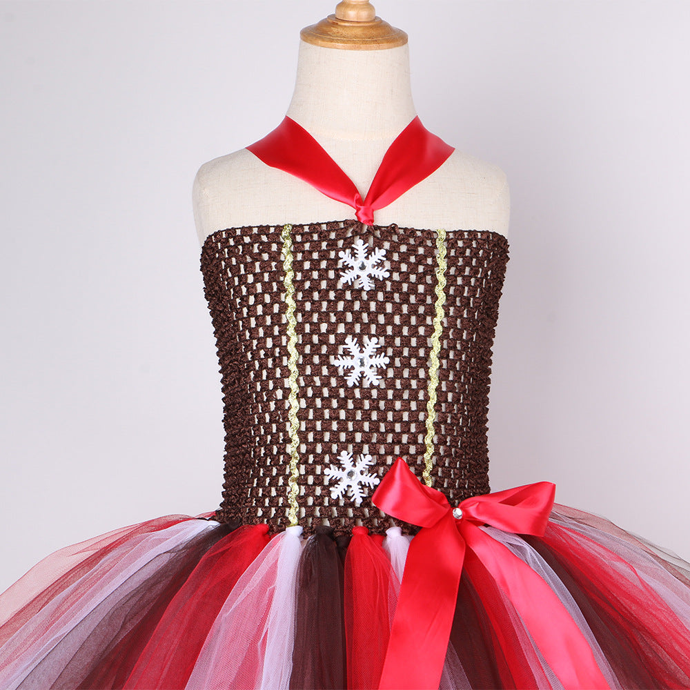 New Halloween Christmas Children's Dress Girl's Gingerbread Man Costume, Performance Costume, Factory Direct Sales