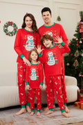 Christmas Snowman Hat Letter Print Family Matching Pajamas Home Wear