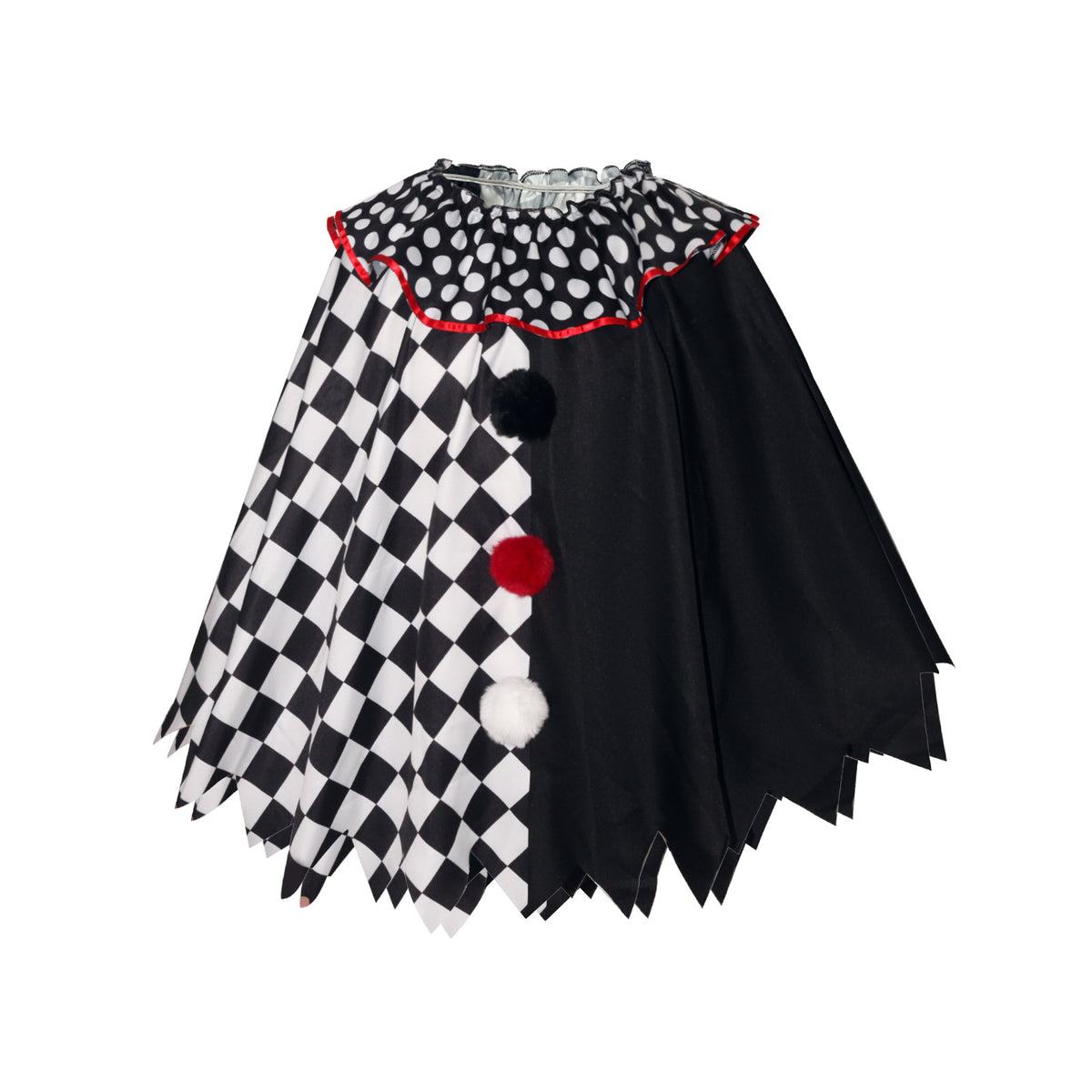 Horror Clown Cape for Adults, front view on a white background