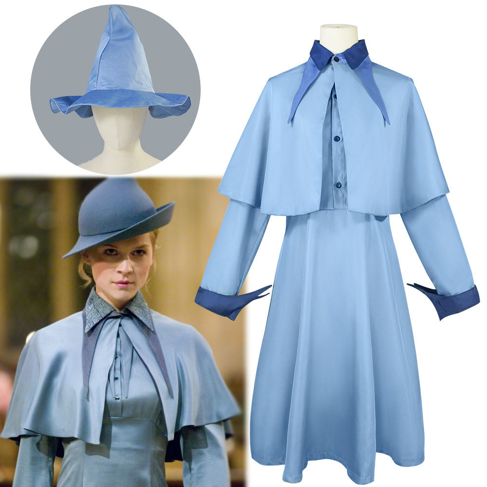 Blue Wizard School Uniform for Adults, costume photo