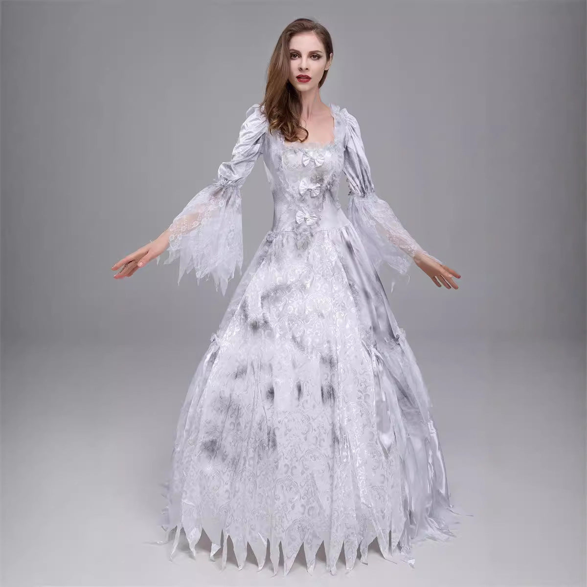 White Ghost Bride Costume for Women, costume photo 3