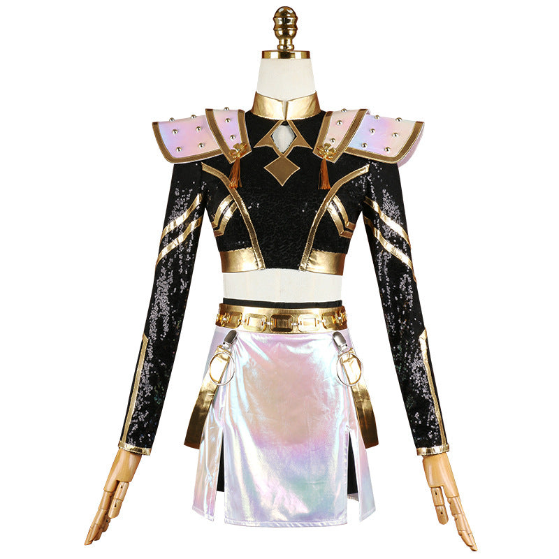 KPop Demon Hunters Zoey Costume Adult Black Gold Stage Outfit Halloween Cosplay – photo 3