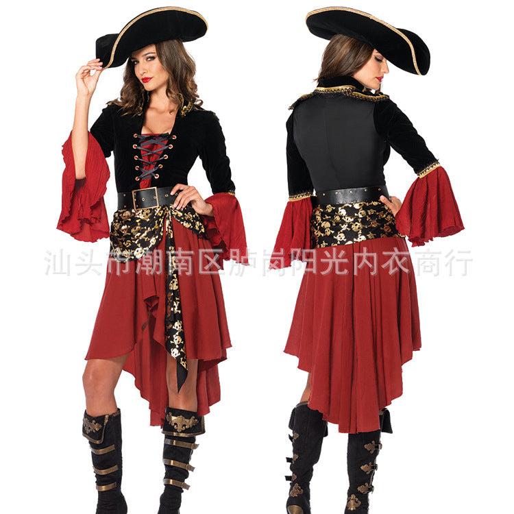 Pirate Queen Costume Women Halloween Cosplay Outfit Role Play Uniform – photo 2