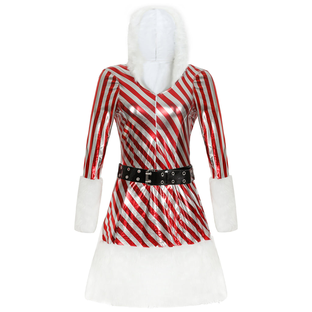 Striped Christmas Costume for Women, product photo 3 on a white background