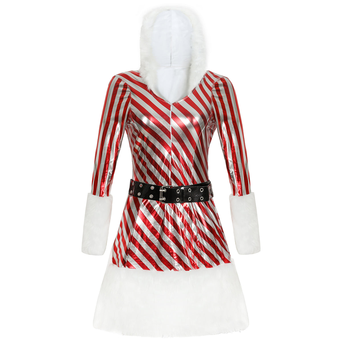 Striped Christmas Costume for Women, product photo 3 on a white background