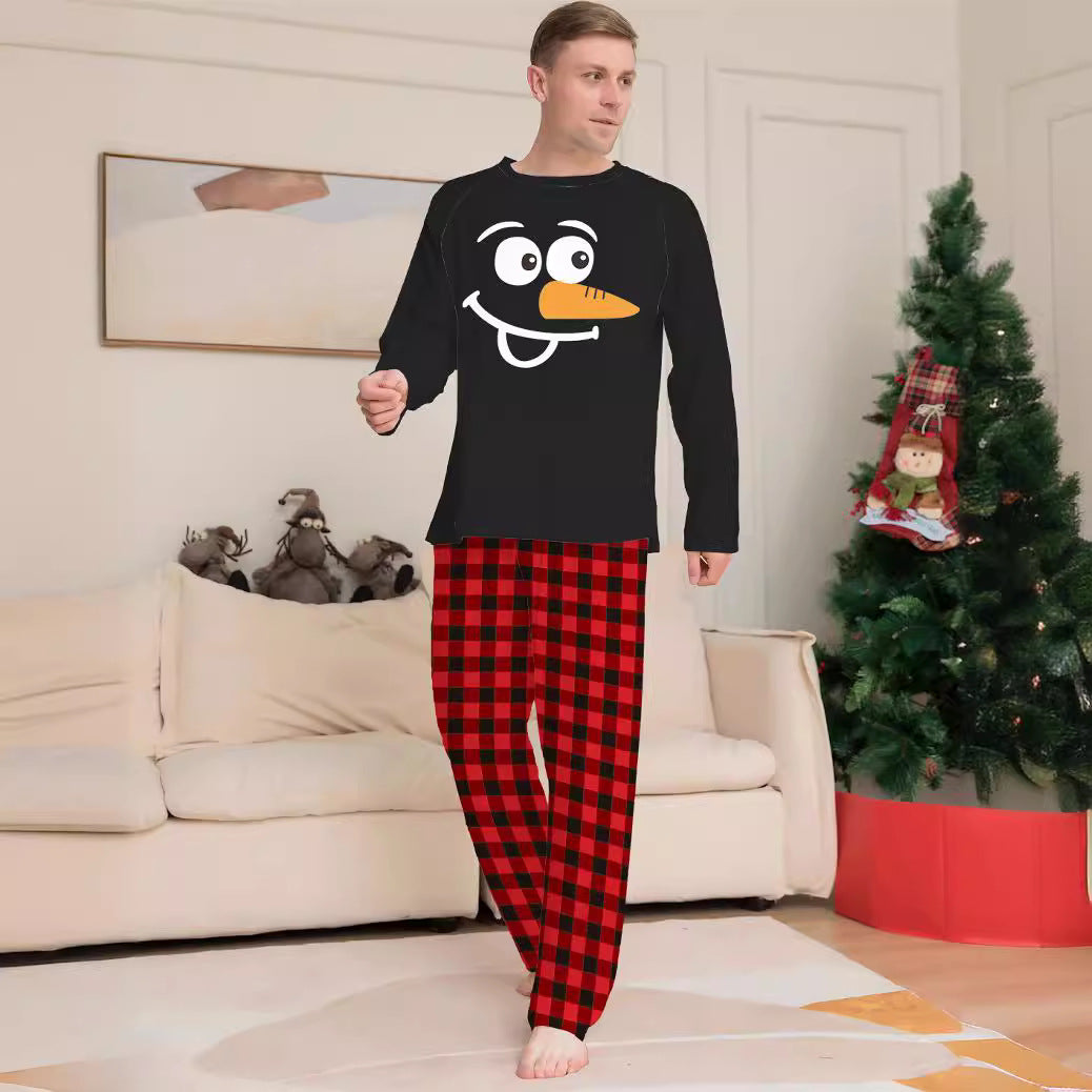 Cartoon Plaid Christmas Family Matching Pajamas Printed Loungewear Sleepwear