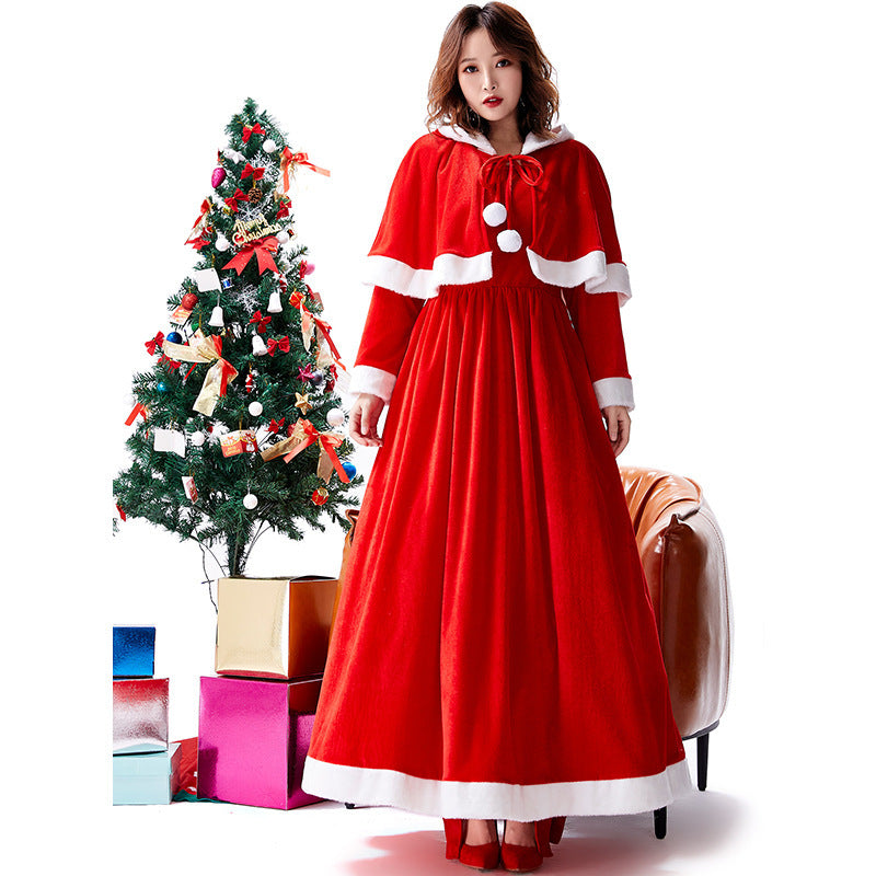 Christmas shawl long dress Christmas party dress on Christmas Eve