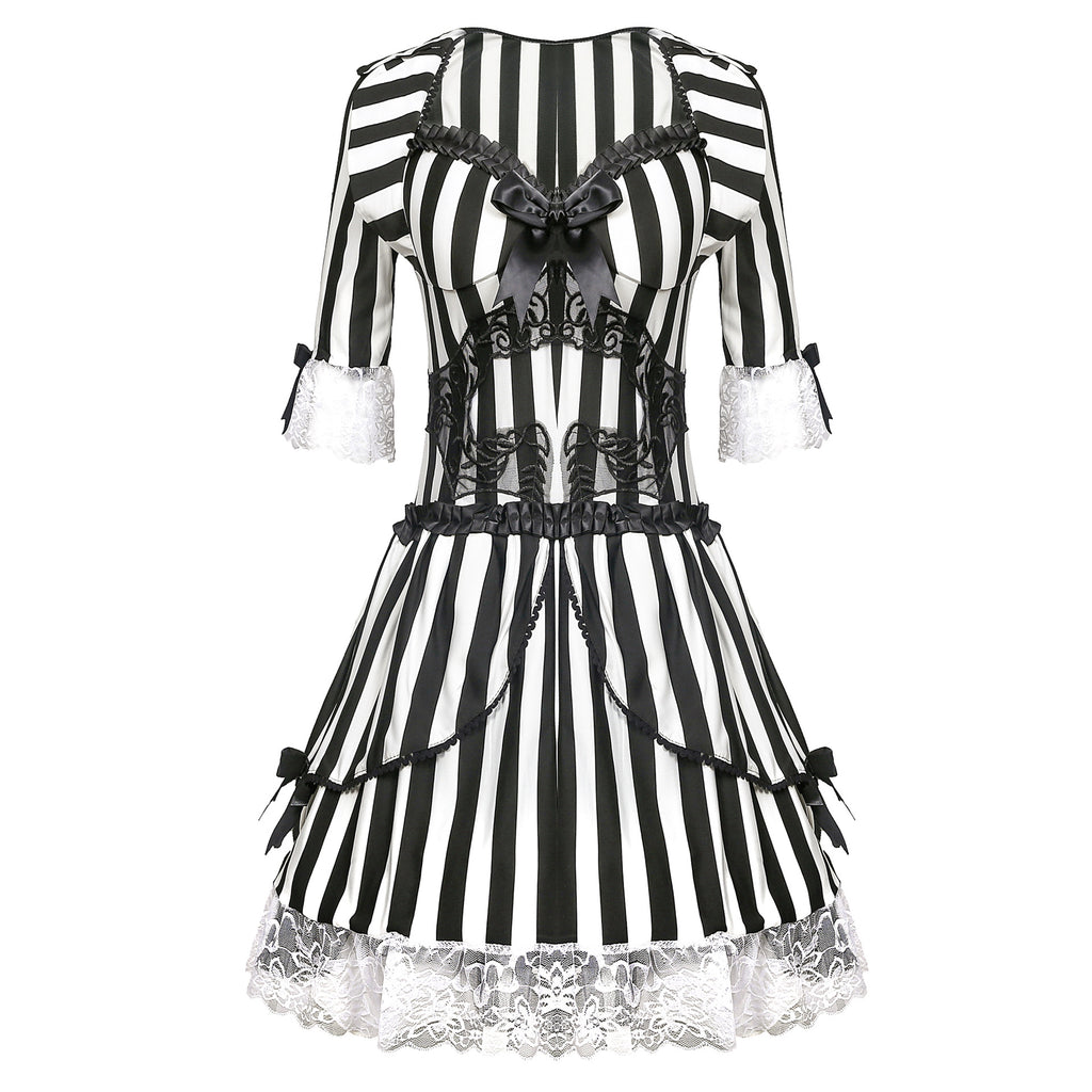 Striped Devil Evil Clown Costume for Adults, product photo 4 on a white background