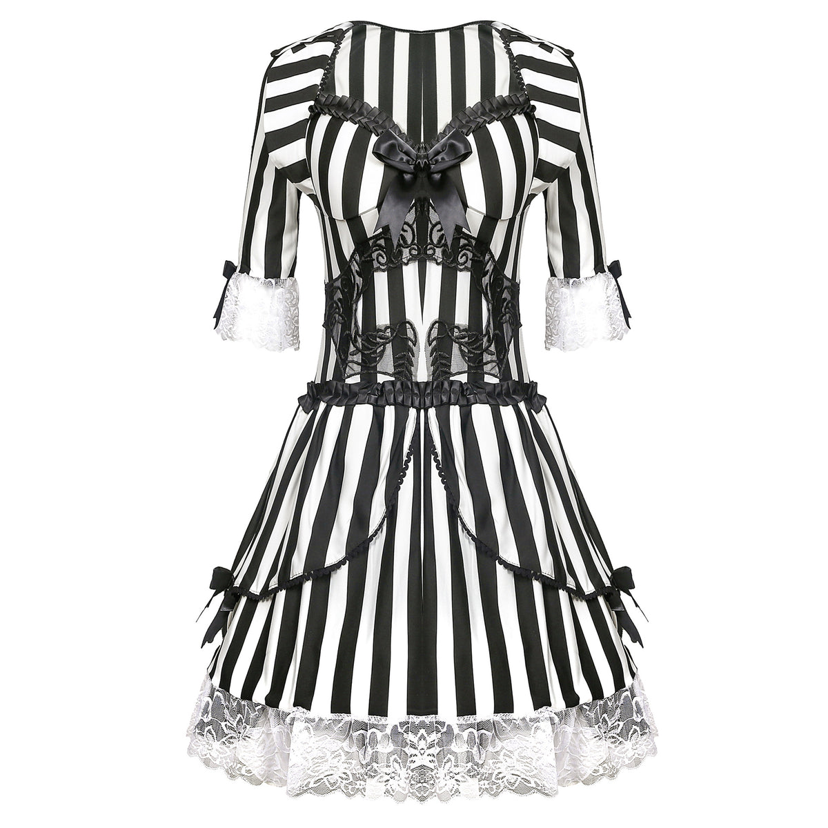 Striped Devil Evil Clown Costume for Adults, product photo 4 on a white background