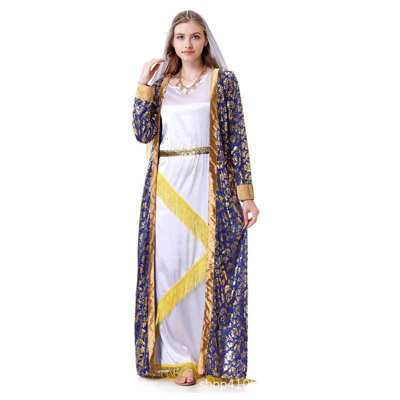 Greek Goddess Arabian Court Queen Costume for Women, product photo 3 on a white background