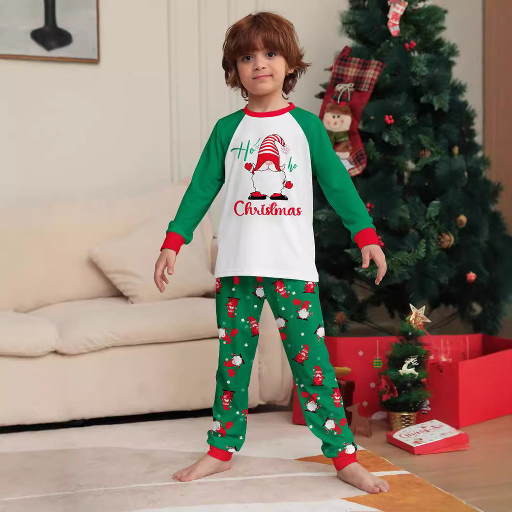 Christmas-themed Family Matching Pajamas with Santa Claus, Letters, and Snowflake Print Home Wear
