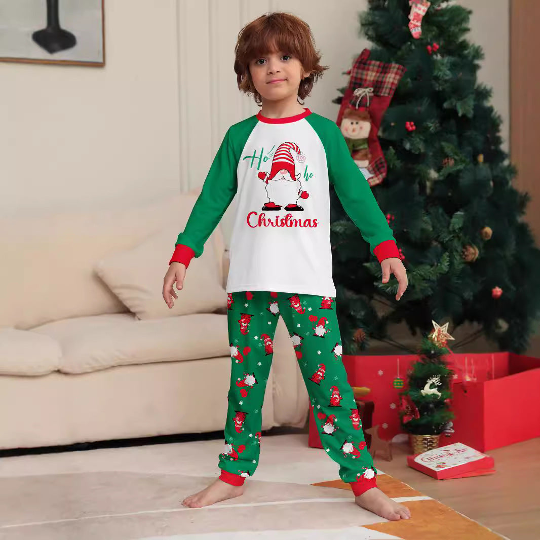 Christmas-themed Family Matching Pajamas with Santa Claus, Letters, and Snowflake Print Home Wear