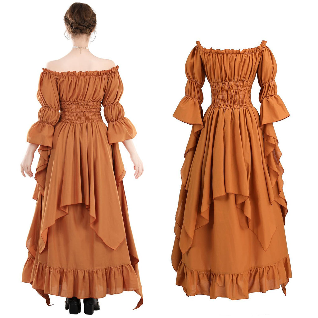 Medieval Renaissance Dress for Women, front view on a white background