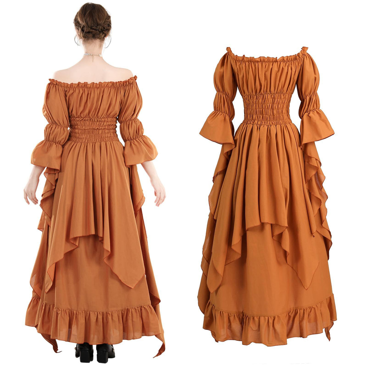 Medieval Renaissance Dress for Women, front view on a white background
