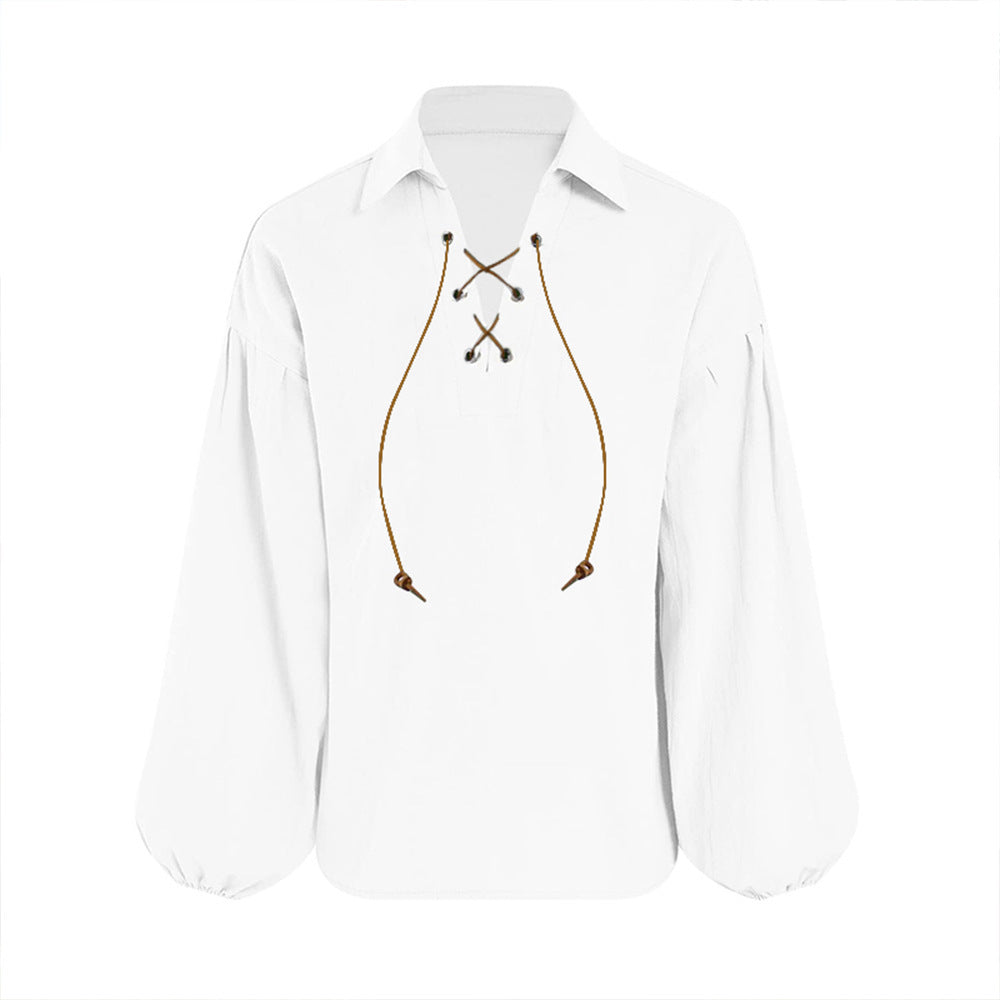 Pirate Viking Renaissance Shirt Costume for Boys, front view on a white background