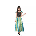 Snow Princess Costume Women Green Long Dress Halloween Cosplay Party S-2XL