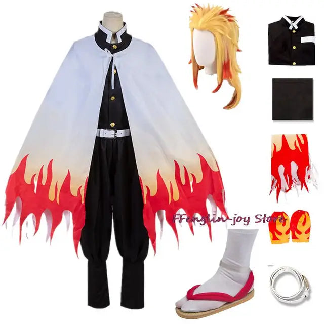 Demon Slayer Rengoku Kyojuro Cosplay Costume Kimono Uniform Adult Halloween – photo 8
