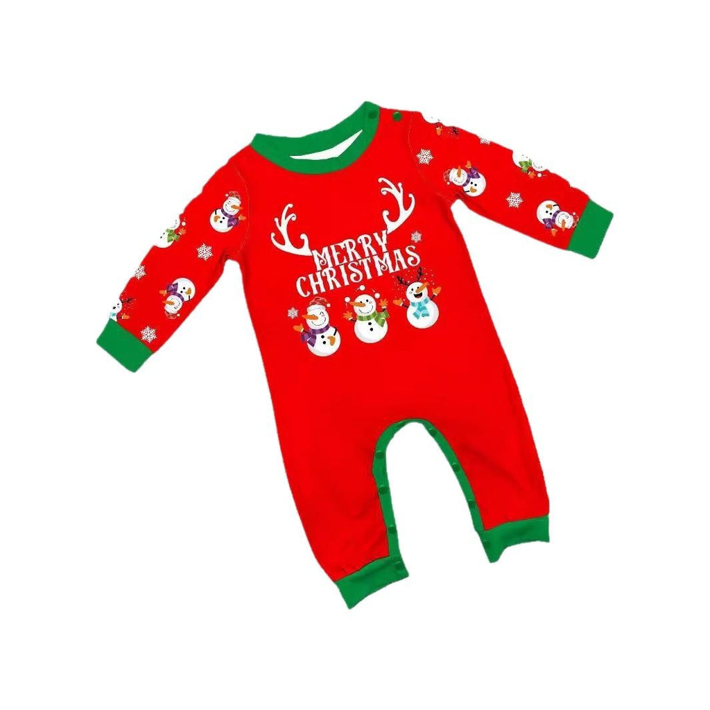 Christmas Snowman Snowflake Letter Print Parent-Child Matching Pajamas Home Wear