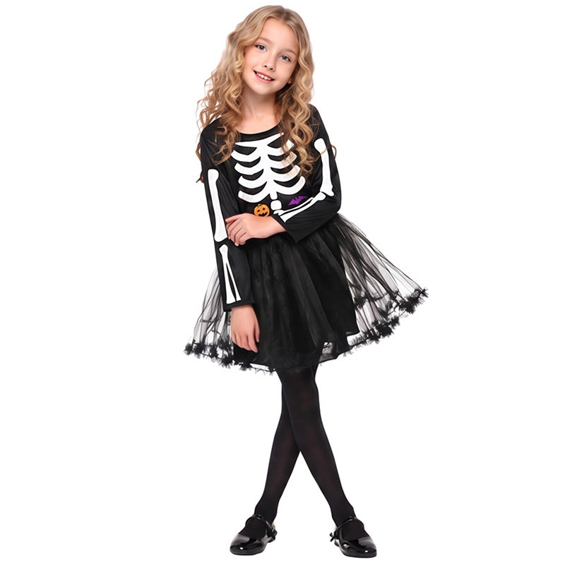 Devil Skeleton Grim Reaper Costume for Girls, product photo 4 on a white background
