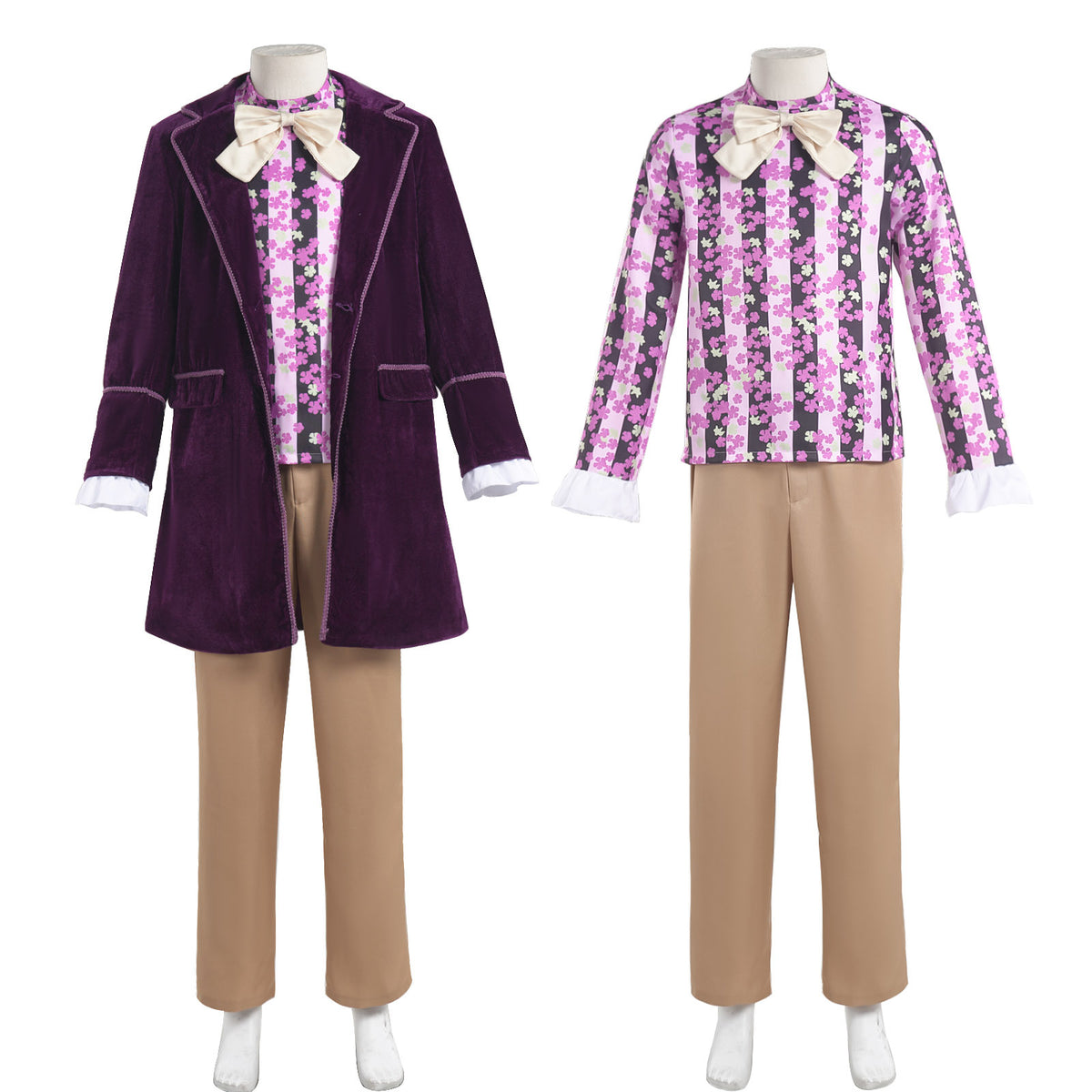 Willy Wonka Chocolate Factory Tuxedo Costume Adult Halloween Cosplay Set