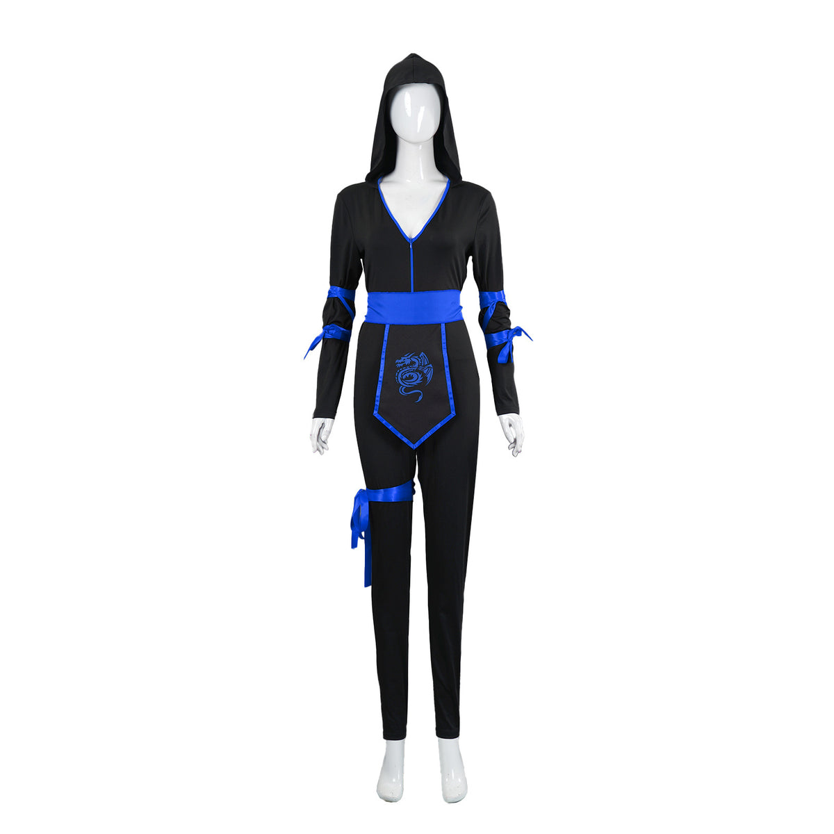 Ninja Costume for Women, front view on a white background