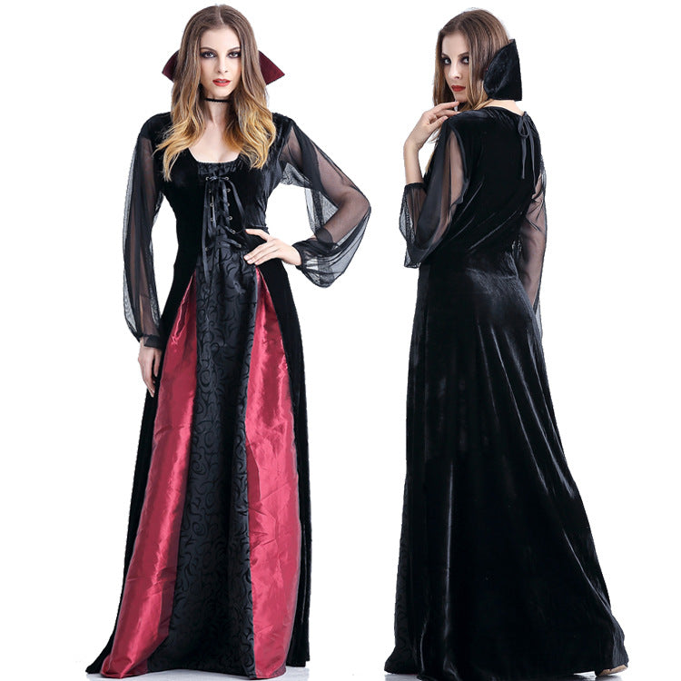 Devil Vampire Queen Costume Women Long Dress Halloween Cosplay Gothic
