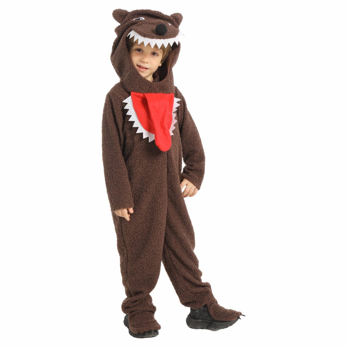 Brown Wolf Animal Costume for Kids, product photo 4 on a white background