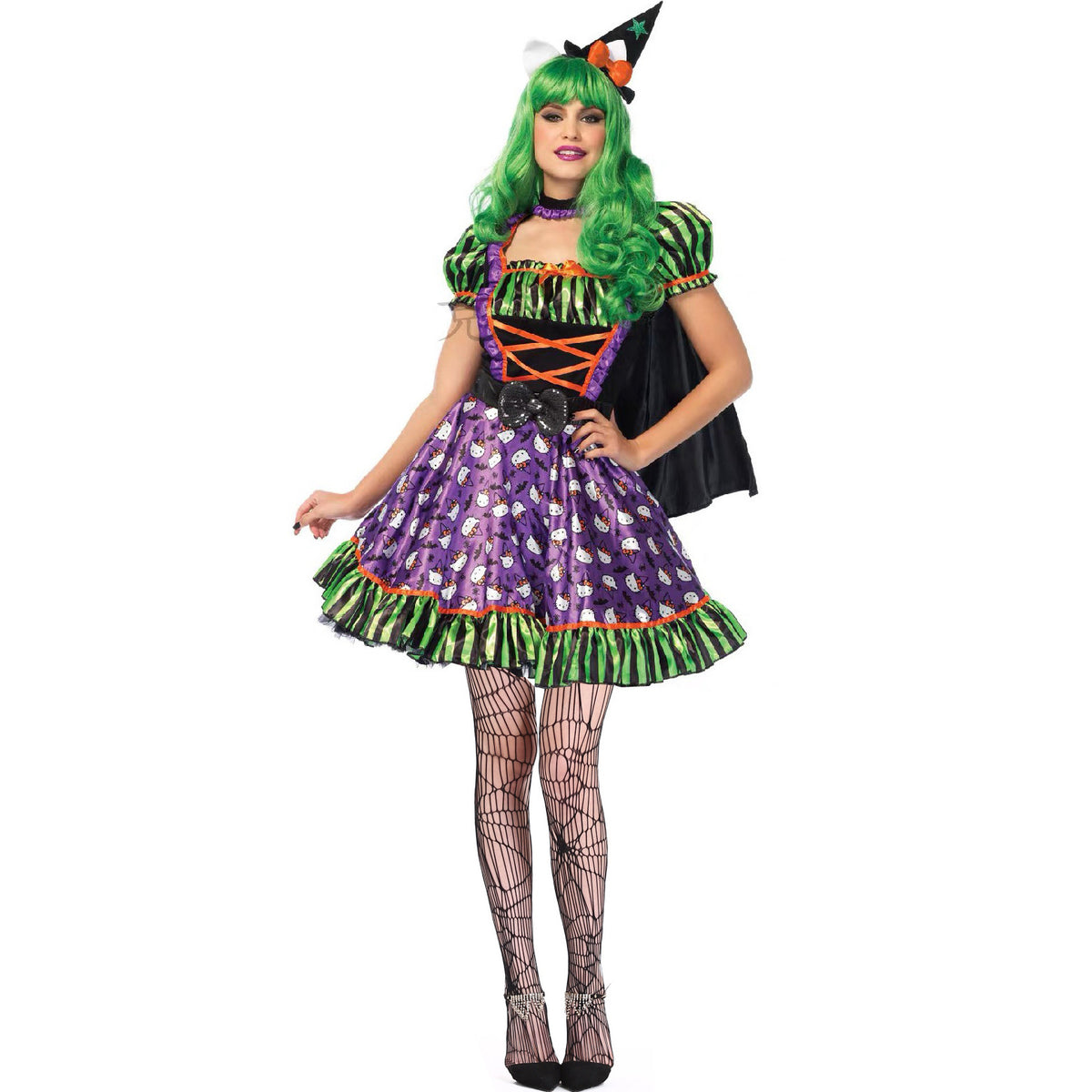 Circus Clown Costume for Women, front view on a white background